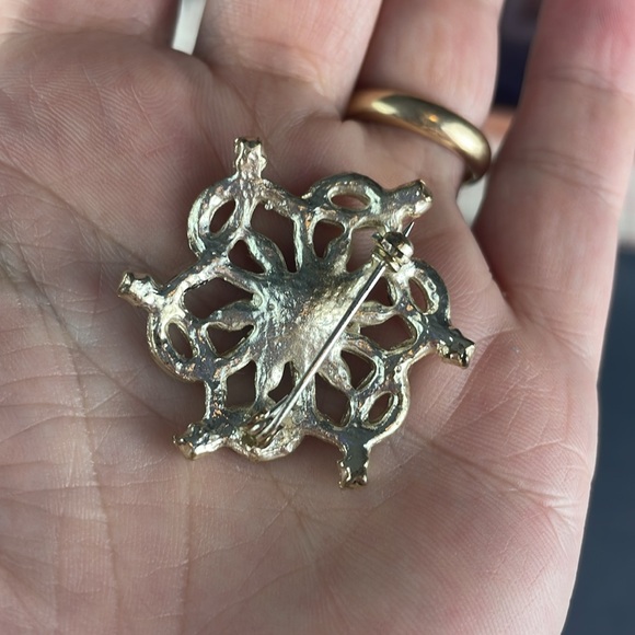 Vintage Braided Brooch Black Crystal Silver Tone - Picture 4 of 6